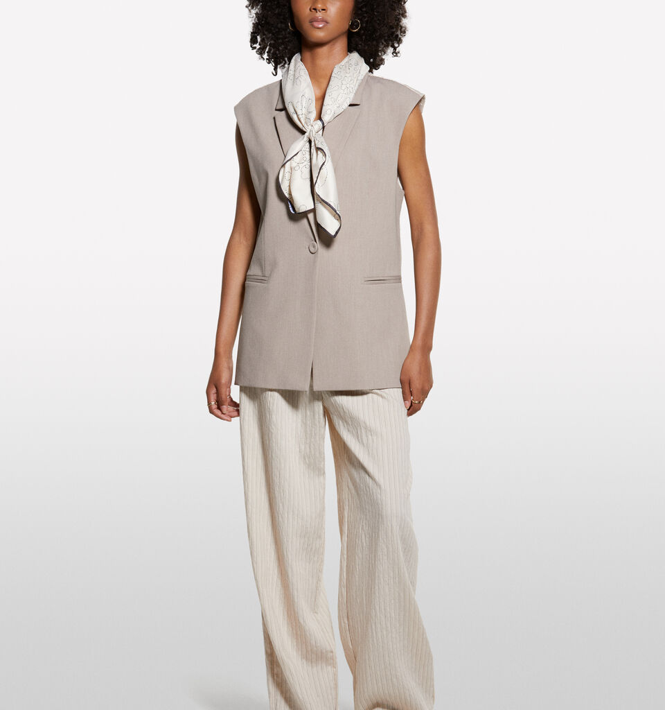Beige vest with clashing stripe - women's vests and sleeveless jackets - Beige | Sisley image number 1